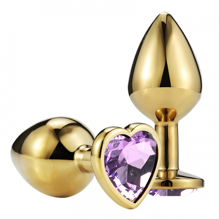 Пробка с сиреневым кристаллом "Vandersex Heart" золото, M 